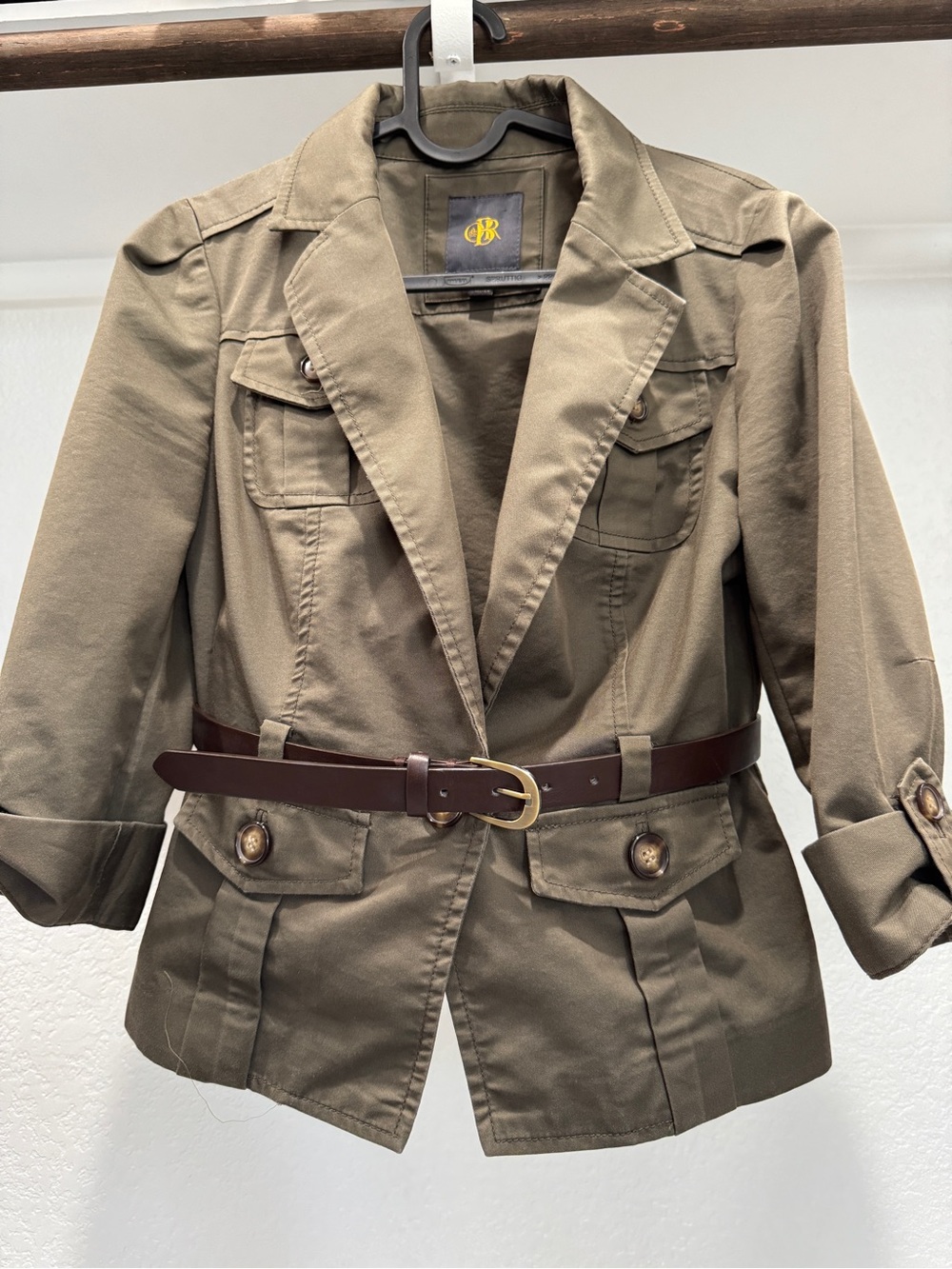 Women’s Unique Banana Republic Army Green Belted Blazer, Xsmall